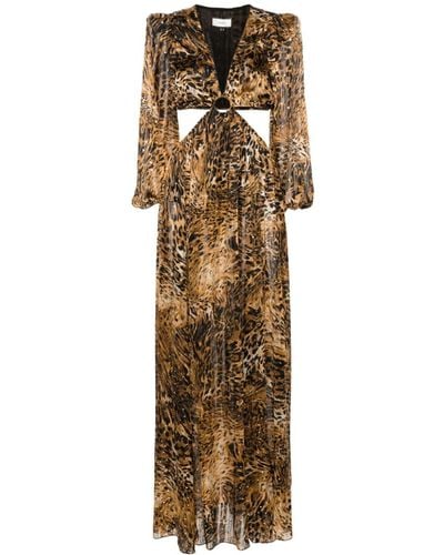 Nissa Tiger-print Maxi Dress - Metallic