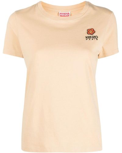 KENZO T-Shirt mit Logo-Patch - Natur