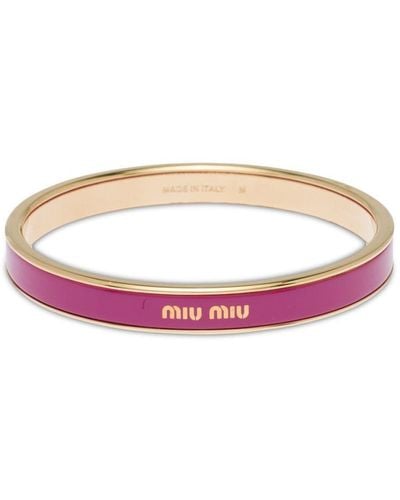Miu Miu Enameled Bangle Bracelet - Pink