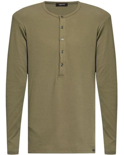 Tom Ford Long-sleeve Stretch-cotton Pajama T-shirt - Green