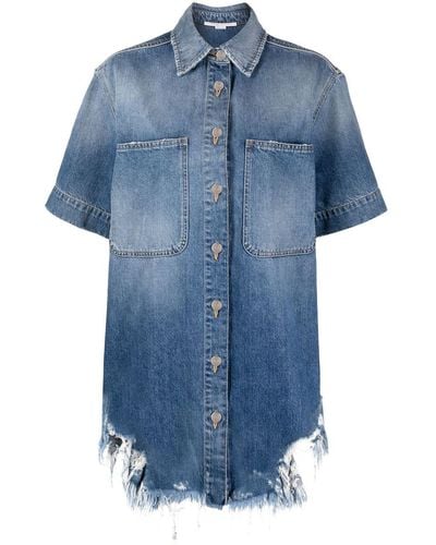 Stella McCartney Camisa vaquera de manga corta - Azul