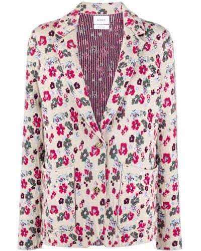 Barrie Floral-jacquard Cardigan - Red
