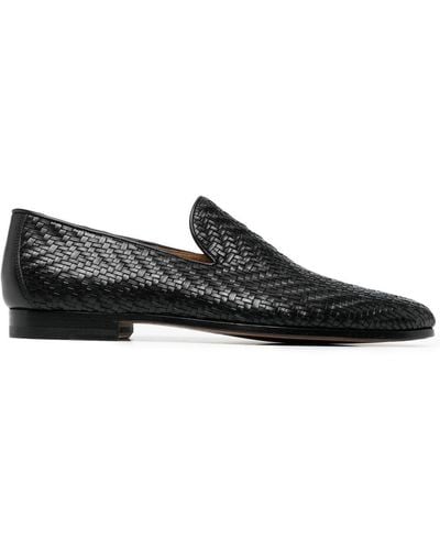 Magnanni Interwoven Leather Loafers - Black