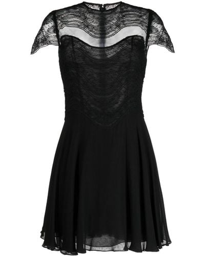 Costarellos Mangano Silk Georgette Minidress - Black