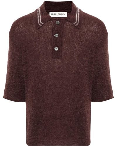 Our Legacy Traditional knitted polo shirt - Rosso