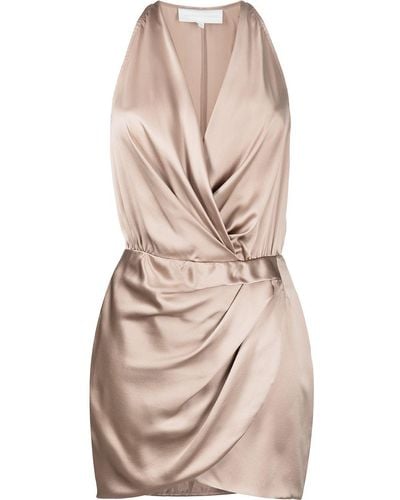 Michelle Mason Silk Halterneck Mini Dress - Brown