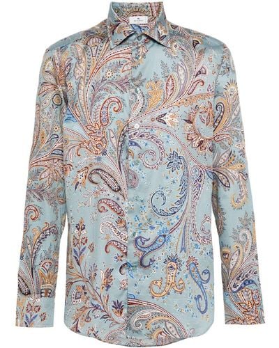 Etro Overhemd Met Paisley-jacquard - Blauw