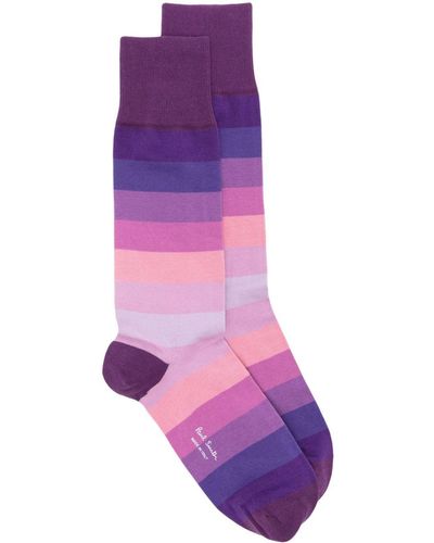 Paul Smith Erwin Stripe Stretch-cotton Socks - Purple