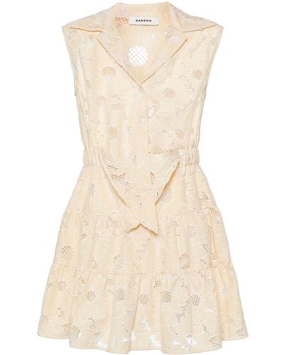 Sandro Broderie-anglaise Dress - Natural