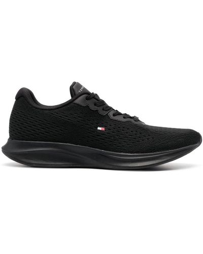 Tommy Hilfiger Logo-embroidered Mesh Sneakers - Black