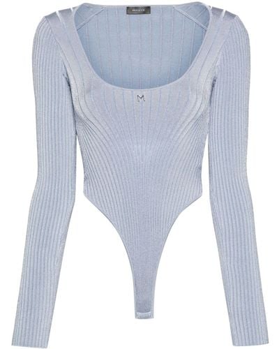Mugler M-plaque Knitted Bodysuit - Blue