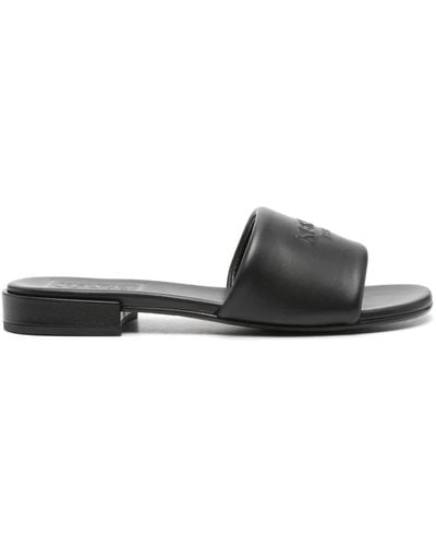 KENZO Oki Leather Flat Sandals - Black