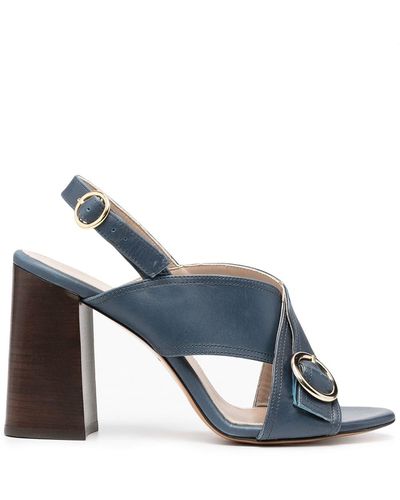 Tila March Galice Leather Slingback Sandals - Blue