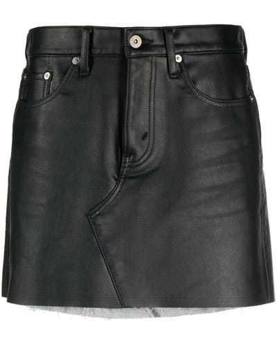 Junya Watanabe Raw-cut Faux-leather Miniskirt - Black
