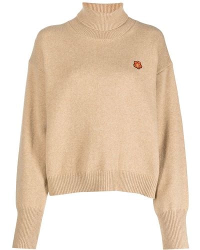 KENZO High Neck Jumper With Application - Natural