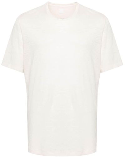 120% Lino Linnen T-shirt Met Ronde Hals - Wit