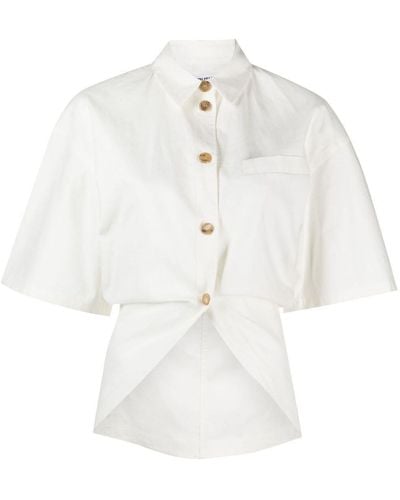 Ambush Curved-hem Button-up Shirt - White