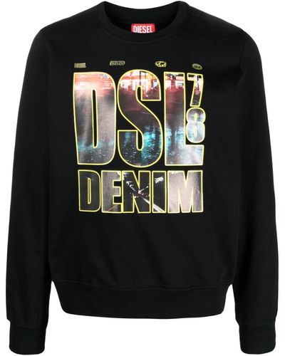 DIESEL Logo-print Cotton Sweatshirt - Black