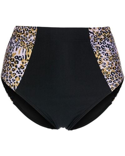 Duskii High-waisted Leopard-print Bikini Bottoms - Black