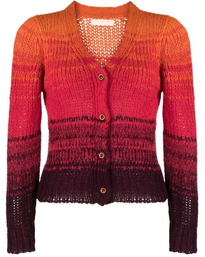 Ulla Johnson Paola Striped-patterned Cardigan - Red