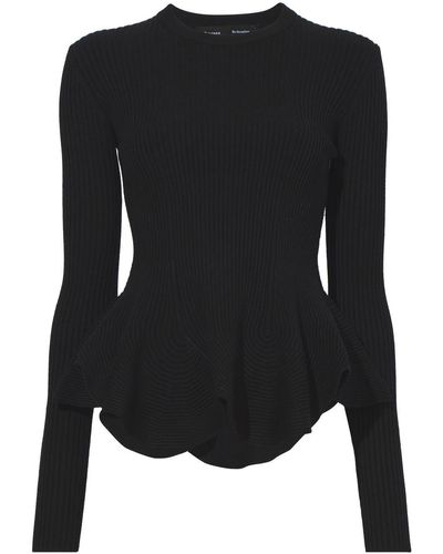 Proenza Schouler Peplum-hem Long-sleeved Sweater - Black