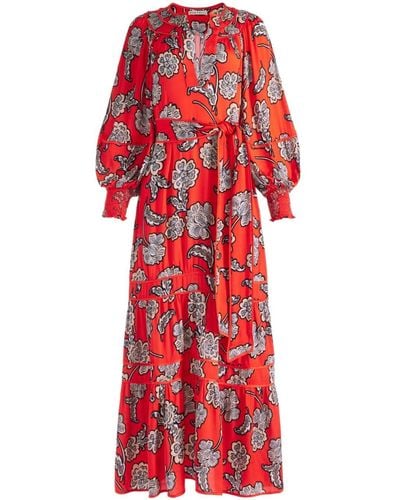 Alice + Olivia Lyla Midi-jurk Met Bloemenprint - Rood