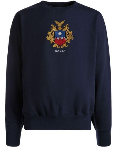 Bally Logo-embroidered Cotton Sweatshirt - Blue