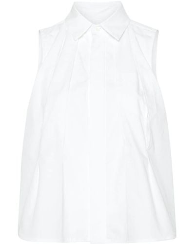 Sacai Mouwloos Poloshirt - Wit