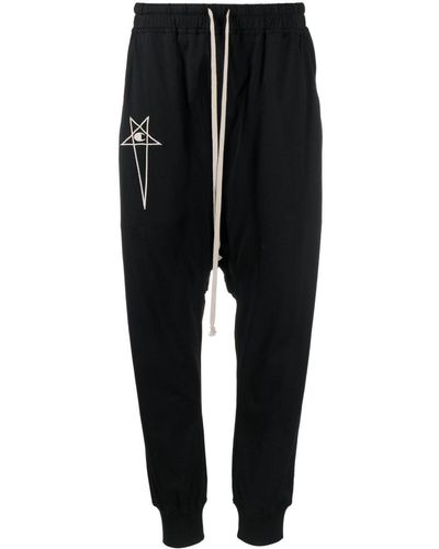 Rick Owens X Champion Logo-embroidered Drop-crotch Trousers - Black