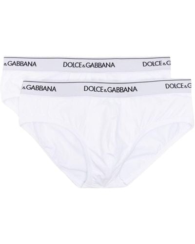 Dolce & Gabbana Lot de deux slips à taille à logo - Blanc