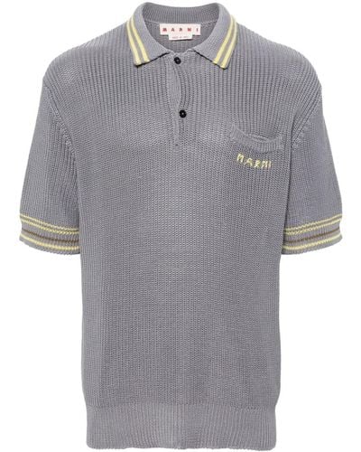 Marni Chunky-knit Polo Shirt - Grey