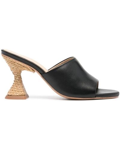 Paloma Barceló Brigite 90mm Jute Heel Sandals - Black