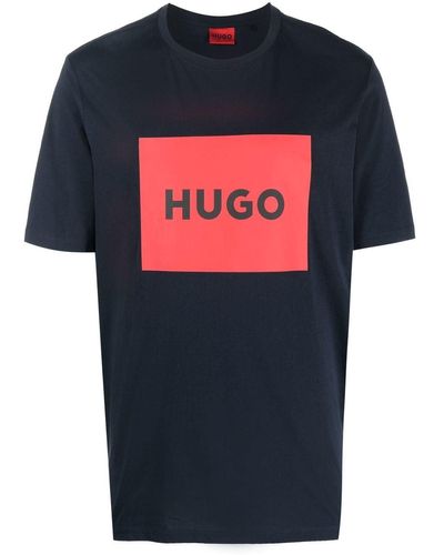 HUGO T-shirt Met Logoprint - Blauw