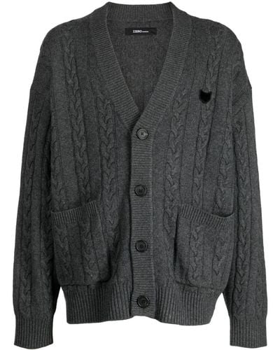 ZZERO BY SONGZIO Panther Cable-knit Cardigan - Black