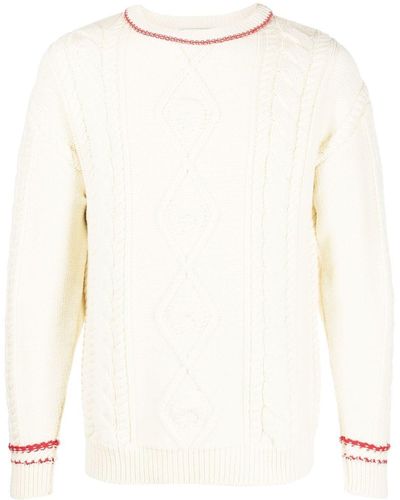 Marine Serre Neutral Cable-knit Wool Sweater - Unisex - Wool - White