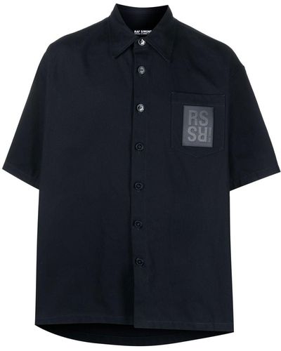 Raf Simons Logo-patch Short-sleeve Shirt - Blue