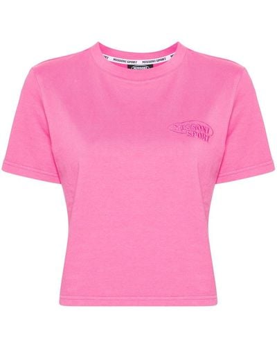 Missoni Katoenen T-shirt Met Geborduurd Logo - Roze