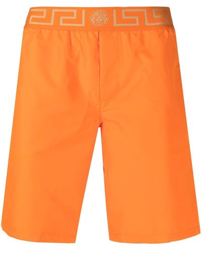 Versace Badeshorts mit Greca-Bund - Orange