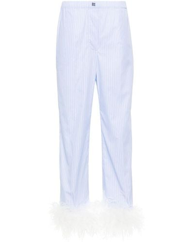 Miu Miu Pantalon droit à fines rayures - Blanc