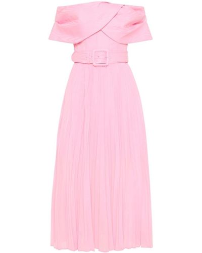 Rebecca Vallance Alaya Pleated Midi Dress - Pink
