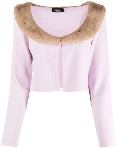 Blumarine Oversized-collar Cropped Cardigan - Pink
