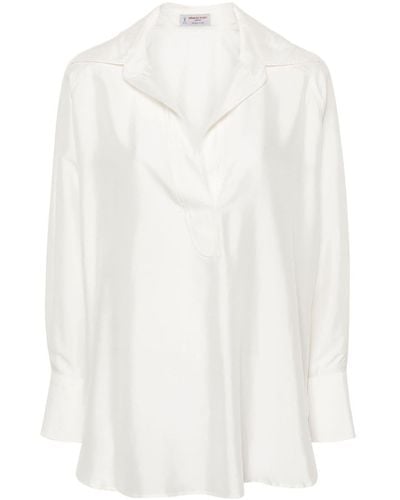 Alberto Biani Long-sleeves Silk Shirt - White