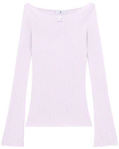 Courreges Boat-neck Ribbed Sweater - Pink
