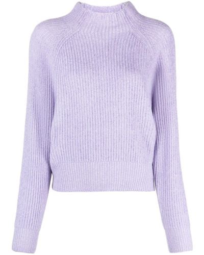 Allude Mock-neck Cashmere Sweater - Purple