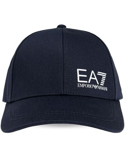 EA7 Casquette à logo imprimé - Bleu