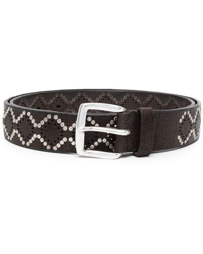 Orciani Studded Grained-leather Belt - Black