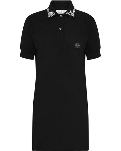 Philipp Plein Gothic Plein Polo T-shirt Dress - Black