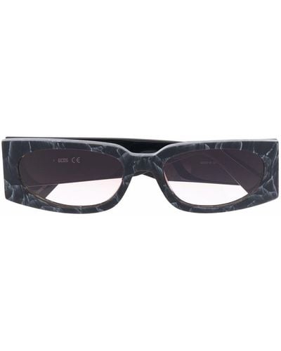 Gcds Marble-effect Rectangular-frame Sunglasses - Blue