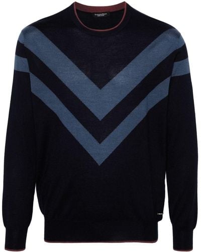 Stefano Ricci Stripe-detailing Knitted Sweater - Blue