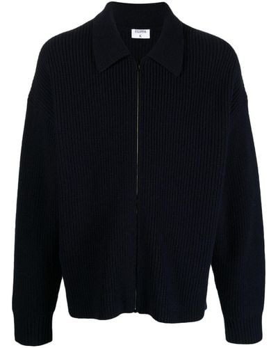 Filippa K Ribbed-knit Zip-up Cardigan - Blue